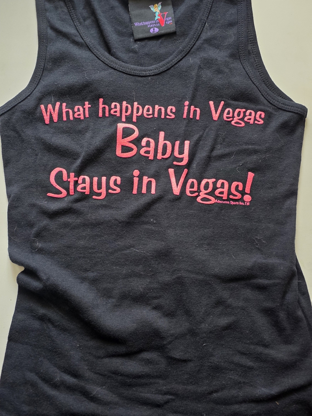 Source Unknown Black Tank Top with Pink Vegas Slogan